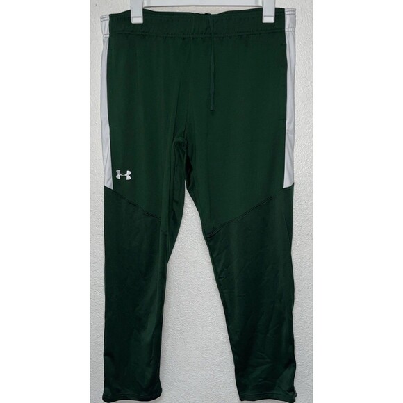 Under Armour Athletic Pants Men Sz 2XL Green/ White Stripes - Picture 1 of 8